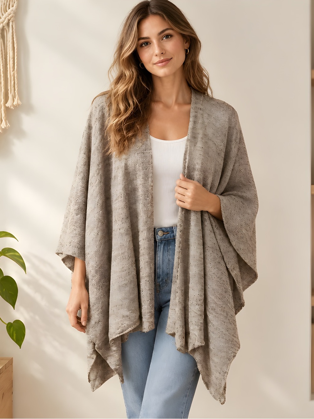 NEW Accessory St New York Pebble Lurex Knit Ruana O/S